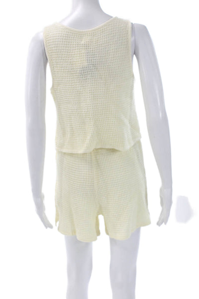 Donni Womens Two Piece Set Waffle Knit Sleeveless Round Neck Ivory Size S