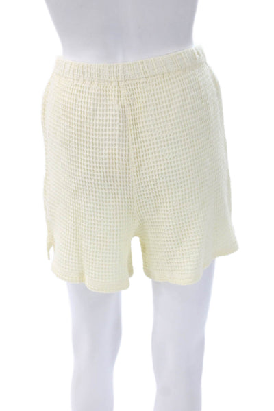 Donni Womens Two Piece Set Waffle Knit Sleeveless Round Neck Ivory Size S