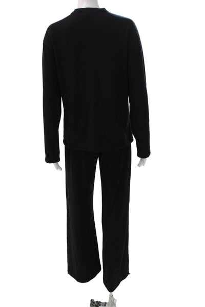 Donni Women Henley Pullover Sweats Hoodie Outfit Set Black Cotton Blend Size S