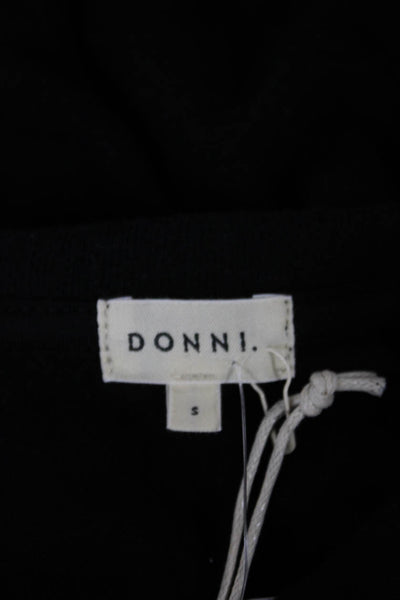 Donni Women Henley Pullover Sweats Hoodie Outfit Set Black Cotton Blend Size S