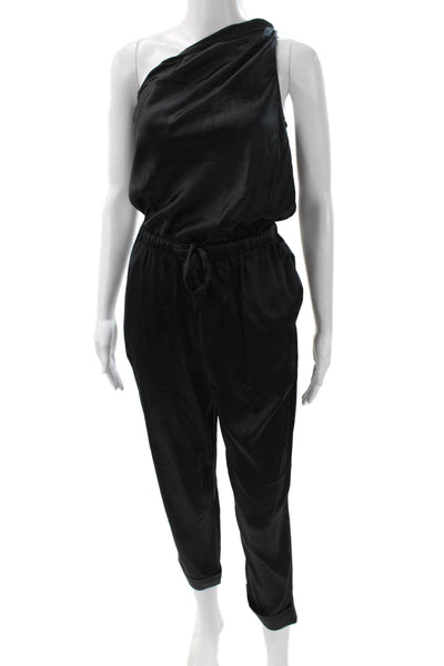 Cami NYC Women One Shoulder Velvet Jumpsuit Black Pullover Size XS