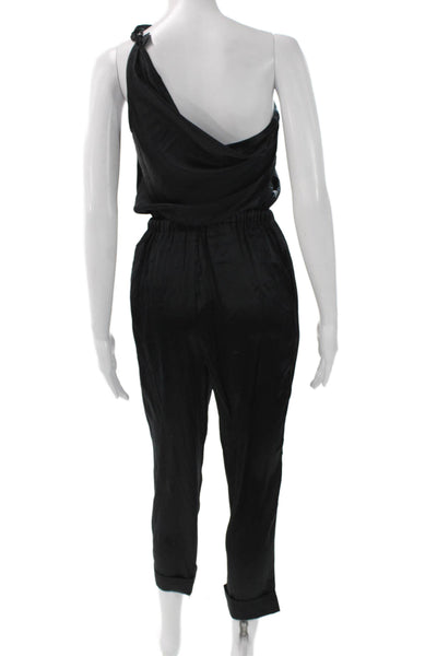 Cami NYC Women One Shoulder Velvet Jumpsuit Black Pullover Size XS
