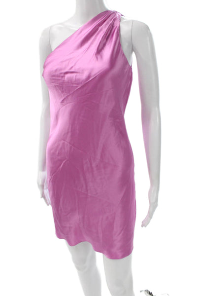 Cami NYC Women Mini One Shoulder Silk Dress Pink Size XS
