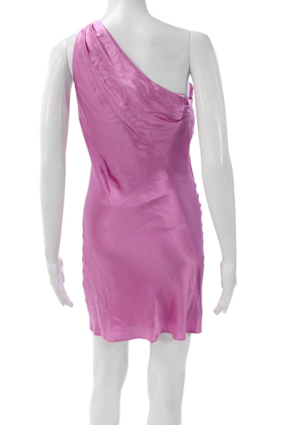 Cami NYC Women Mini One Shoulder Silk Dress Pink Size XS