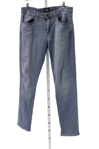 Paige Mens Straight Jeans Blue Rayon Button Fly Size 33
