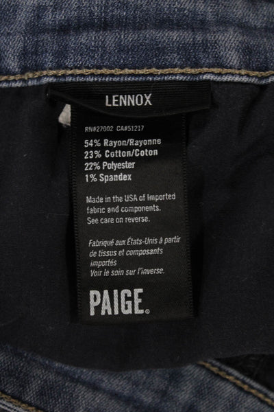 Paige Mens Straight Jeans Blue Rayon Button Fly Size 33