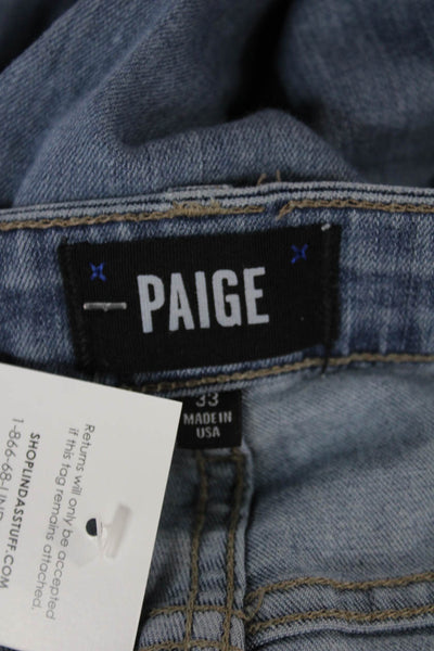 Paige Mens Straight Jeans Blue Rayon Button Fly Size 33