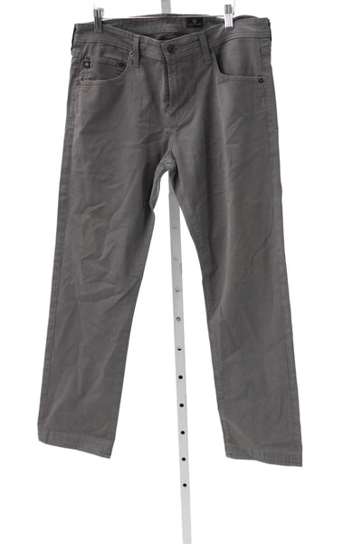 AG Adriano Goldschmied Mens Chino Pants Gray Cotton Blend Button Size 33