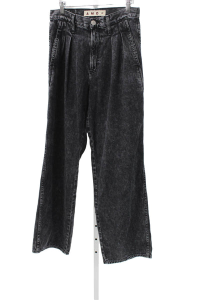 Amo Women Wide Leg Black High Rise Jeans Size 27
