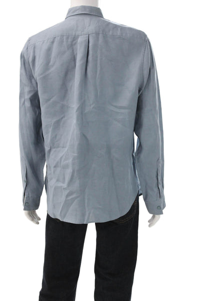 Vince Mens Blue Linen Blend Button-Up Dress Shirt Long Sleeve Size M