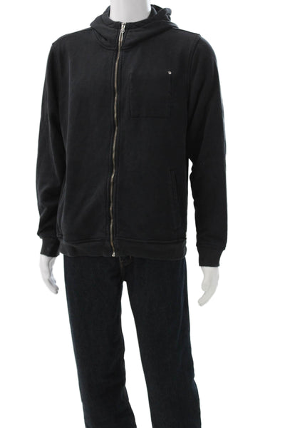 Vuori Mens Full Zip Hoodie Black Organic Cotton Size M