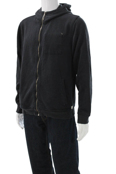 Vuori Mens Full Zip Hoodie Black Organic Cotton Size M