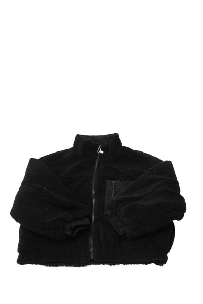 Mayoral Girls Fuzzy Full Zip Mock Neck Reversible Jacket Black Size 10