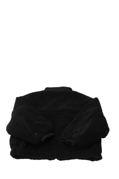 Mayoral Girls Fuzzy Full Zip Mock Neck Reversible Jacket Black Size 10