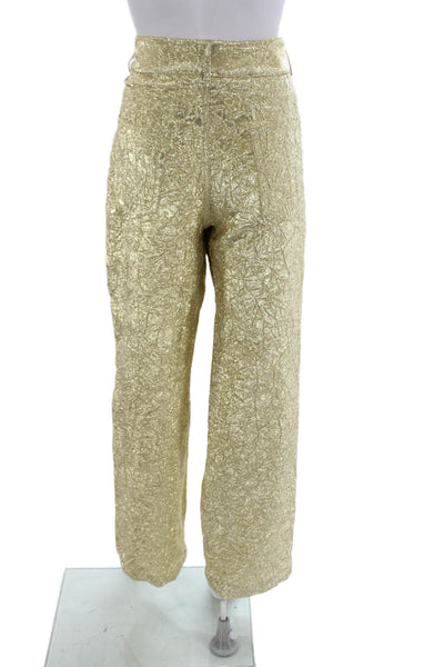 Zara Women Dress Pants Gold Polyester Button Inseam 30 Size L