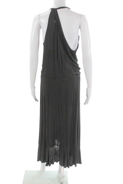 Ella Moss Women Maxi Dress Gray Rayon V-Neck Sleeveless Tie Mid-Calf Size L