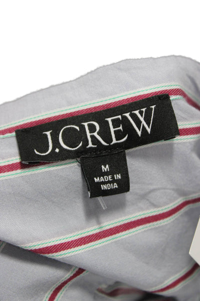 J Crew Women Blue Striped Collared Cotton Long Sleeve Basic Blouse Size M