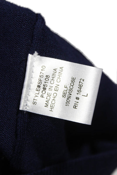 six/fifty Womens Pullover Sweater Blue Viscose Round Neck Long Sleeve Size L