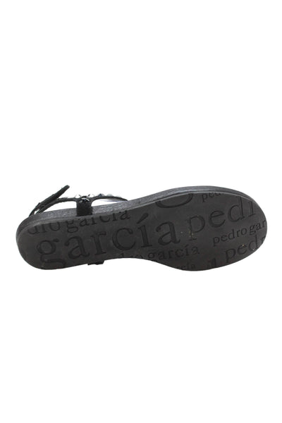 Pedro Garcia Womens Suede Embellished Thing Sandals Black Size 41 11