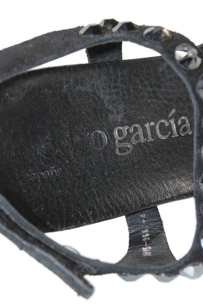 Pedro Garcia Womens Suede Embellished Thing Sandals Black Size 41 11
