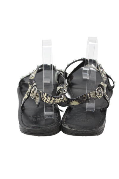 Marc Fisher LTD. Womens Leather Animal Print Sandals Black Size 11M