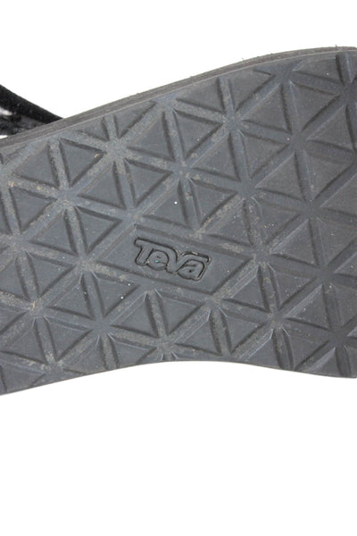 Teva Womens Solid Platform Ankle Strap Sandals Black Size 10