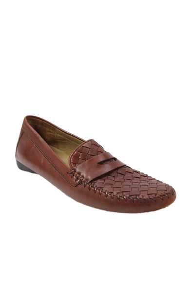 Robert Zur Womens Woven Leather Slip On Loafers Brown Size 11M