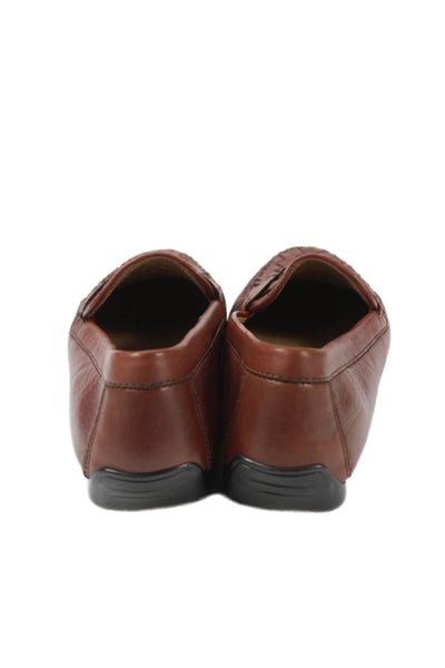 Robert Zur Womens Woven Leather Slip On Loafers Brown Size 11M