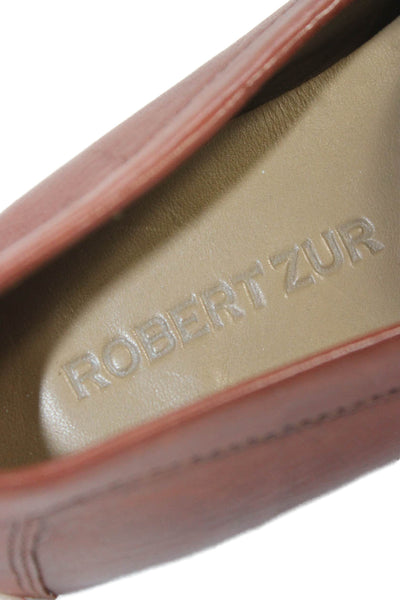 Robert Zur Womens Woven Leather Slip On Loafers Brown Size 11M