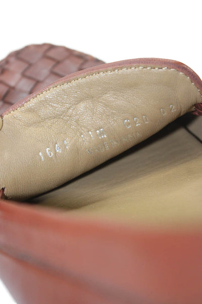 Robert Zur Womens Woven Leather Slip On Loafers Brown Size 11M