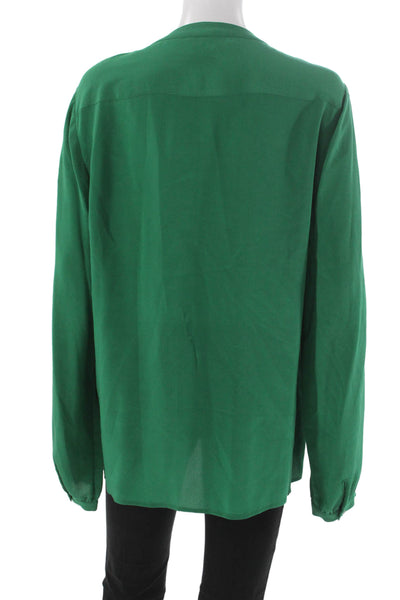 Banana Republic Women Tunic Blouse Green Silk Longsleeve Size L