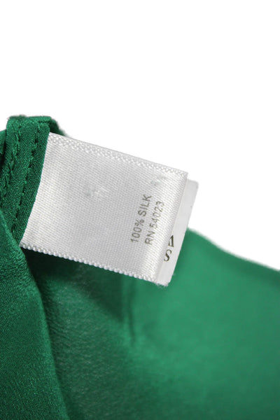 Banana Republic Women Tunic Blouse Green Silk Longsleeve Size L