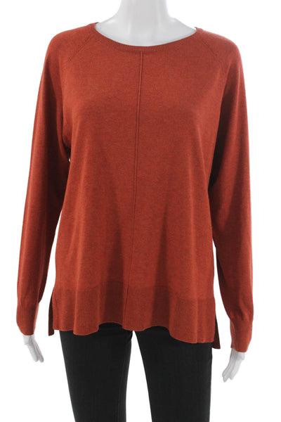 Sunday Womens Pullover Long Sleeve Round Neck Orange Size L