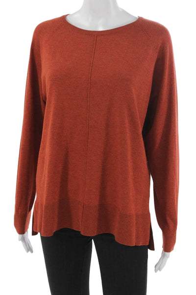 Sunday Womens Pullover Long Sleeve Round Neck Orange Size L