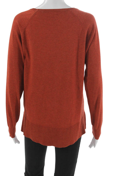 Sunday Womens Pullover Long Sleeve Round Neck Orange Size L