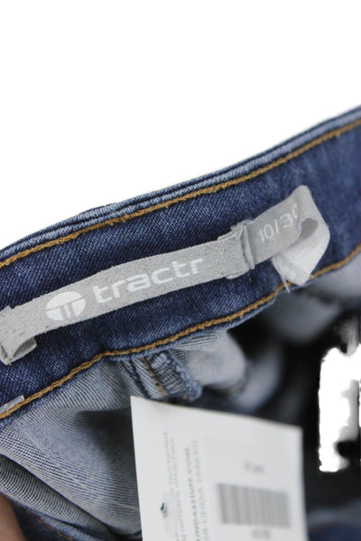 Tractr Women Skinny Blue Jeans Mid Rise Button Cotton Blend Size 10