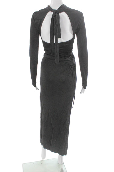 Something Navy Women Maxi Dress Gray Mock Neck Long Sleeve Rayon Size XS