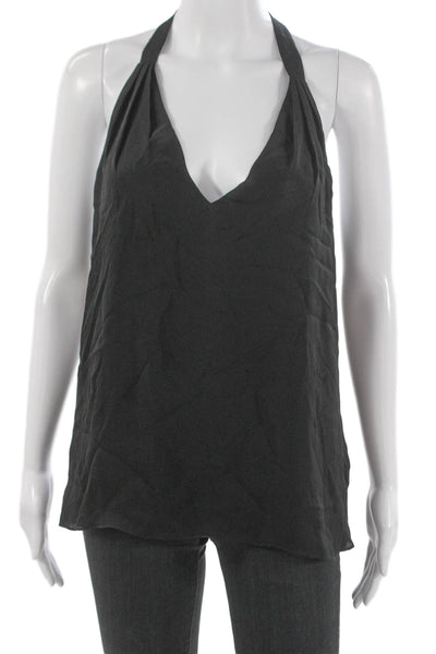 Haute Hippie Women Silk Halter Sleeveless Tank Black Basic Pullover Size M
