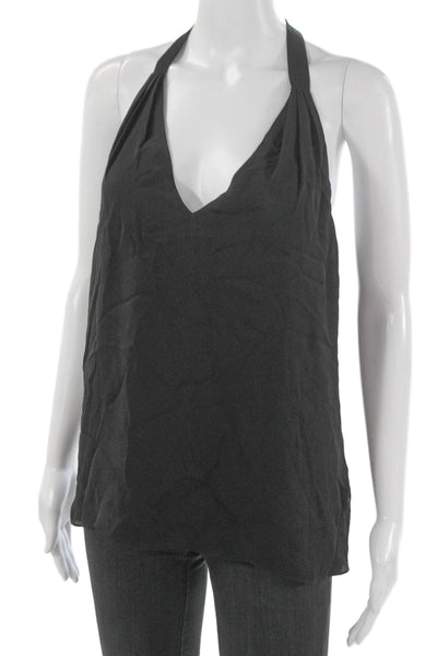 Haute Hippie Women Silk Halter Sleeveless Tank Black Basic Pullover Size M