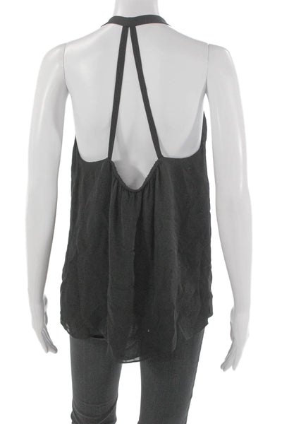 Haute Hippie Women Silk Halter Sleeveless Tank Black Basic Pullover Size M