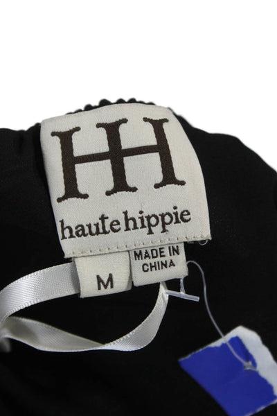 Haute Hippie Women Silk Halter Sleeveless Tank Black Basic Pullover Size M