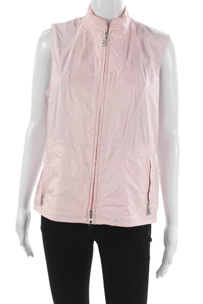 Bogner Women Windbreaker Vest Pink Polyamide Zip Sleeveless Size 38
