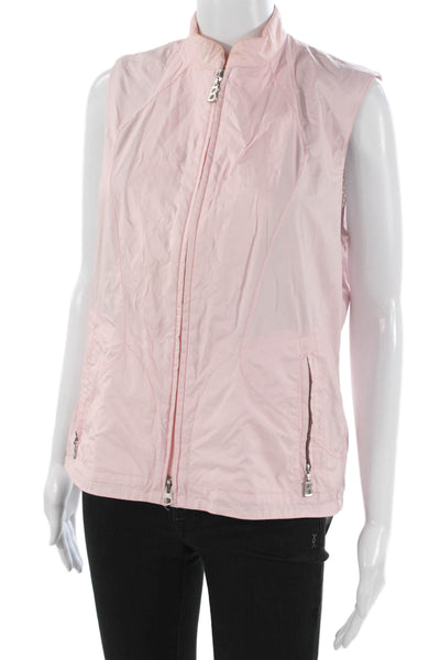 Bogner Women Windbreaker Vest Pink Polyamide Zip Sleeveless Size 38