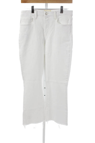 L'Agence Womens Cropped High Rise White Jeans Size 28