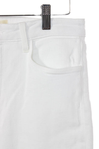 L'Agence Womens Cropped High Rise White Jeans Size 28