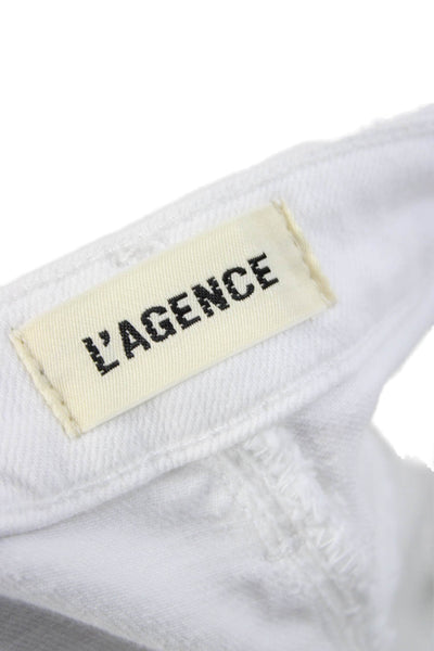 L'Agence Womens Cropped High Rise White Jeans Size 28
