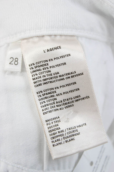 L'Agence Womens Cropped High Rise White Jeans Size 28