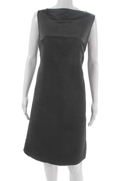 Calvin Klein Women Shift Dress Gray Boat Neck Sleeveless Mid Calf Size 8