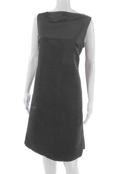 Calvin Klein Women Shift Dress Gray Boat Neck Sleeveless Mid Calf Size 8