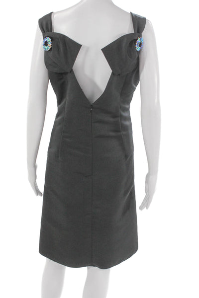 Calvin Klein Women Shift Dress Gray Boat Neck Sleeveless Mid Calf Size 8